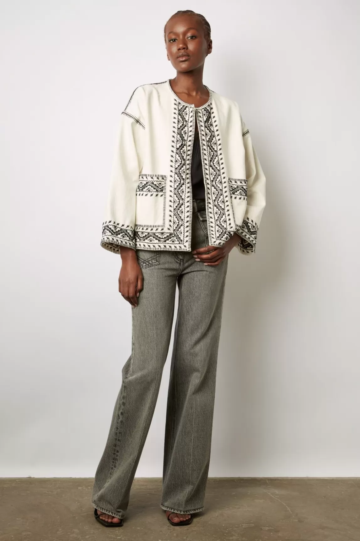 Gerard Darel Veste En Coton Brode Ecru - Beverly Clearance