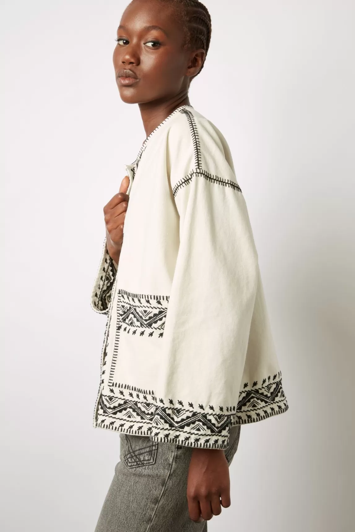 Gerard Darel Veste En Coton Brode Ecru - Beverly Clearance