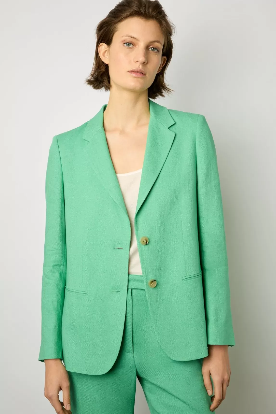 Gerard Darel Veste En Lin Melange Emeraude - Barbara Best