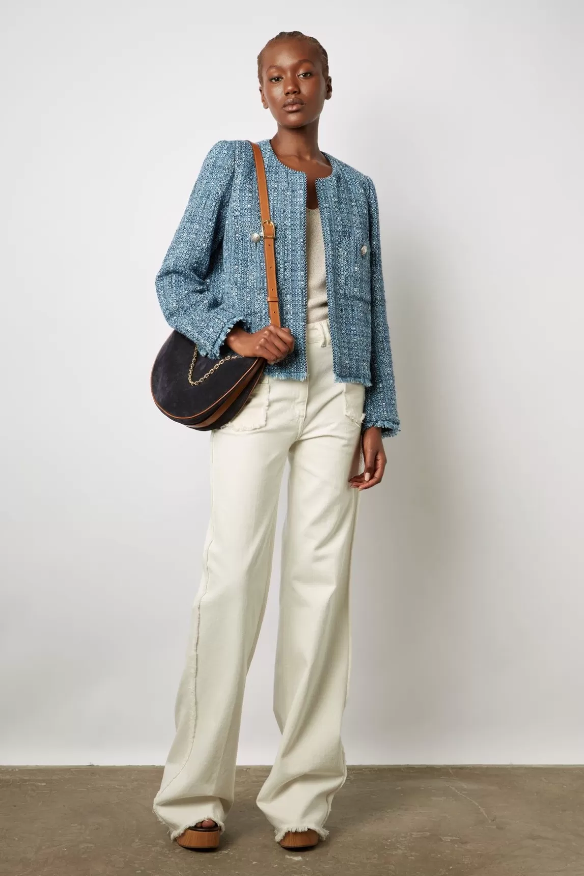 Gerard Darel Veste En Tweed Et Lurex Indigo - Belmira Fashion